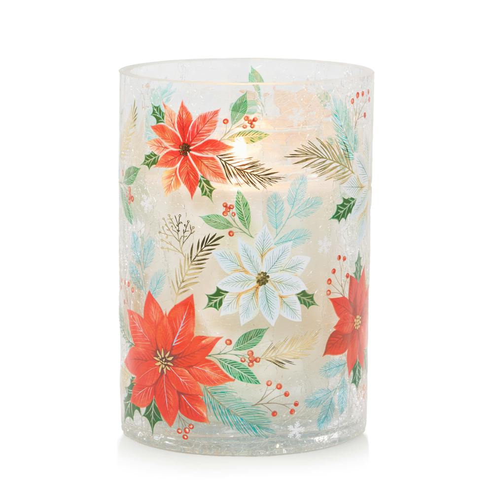 Crackle Poinsettia Jar Candle Holder